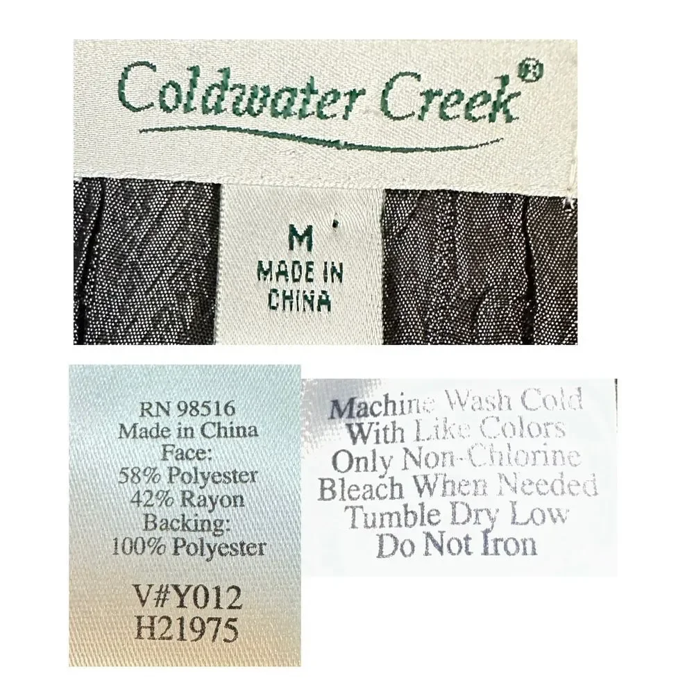 Coldwater‎ Creek SZ M Crinkled Metallic Open Front Jacket Blazer Textured Gray